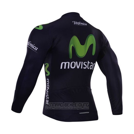 2015 Fahrradbekleidung Movistar Shwarz Trikot Langarm und Tragerhose - zum Schließen ins Bild klicken